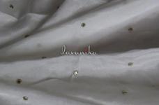 80 Grams Light Gold Sequin & Zari work Embroidery on Dyeable Chinnon Chiffon Fabric 